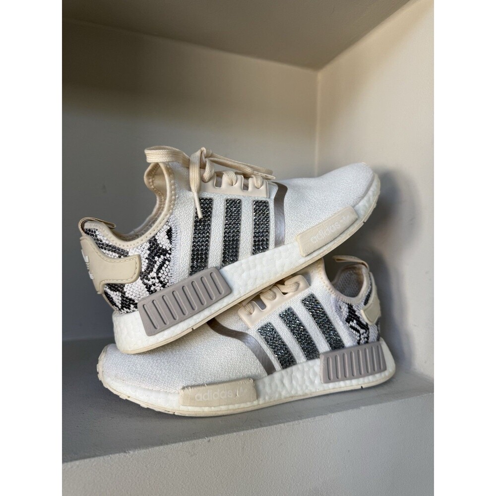 Custom Crystal Bling Adidas Originals NMD RI Shoes-Animal Print-Women's Size 9.5